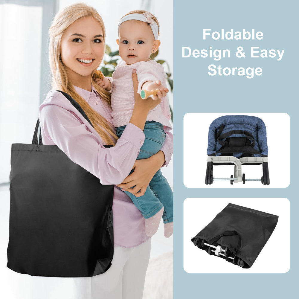 JOZZVE Hook On High Chair D-shaped frame adds sturdy stability.