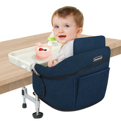 JOZZVE Hook On High Chair folded compact for easy travel on the go.