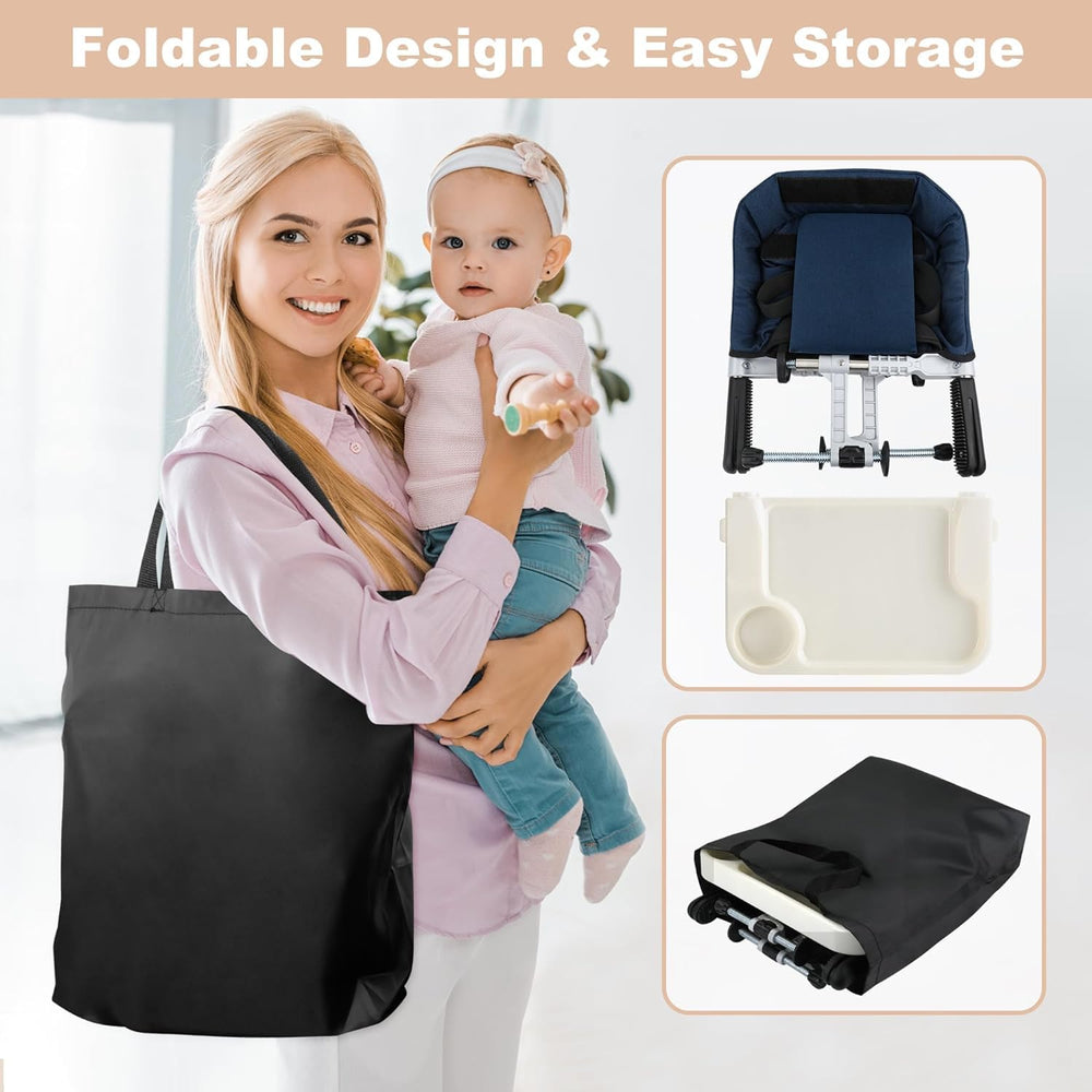 JOZZVE Hook On High Chair safety harness helps keep child secure.