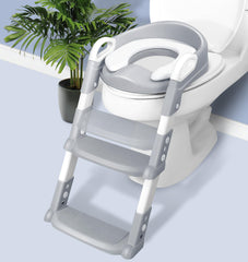 JPart potty seat with ladder shows adjustable height for growing toddlers.