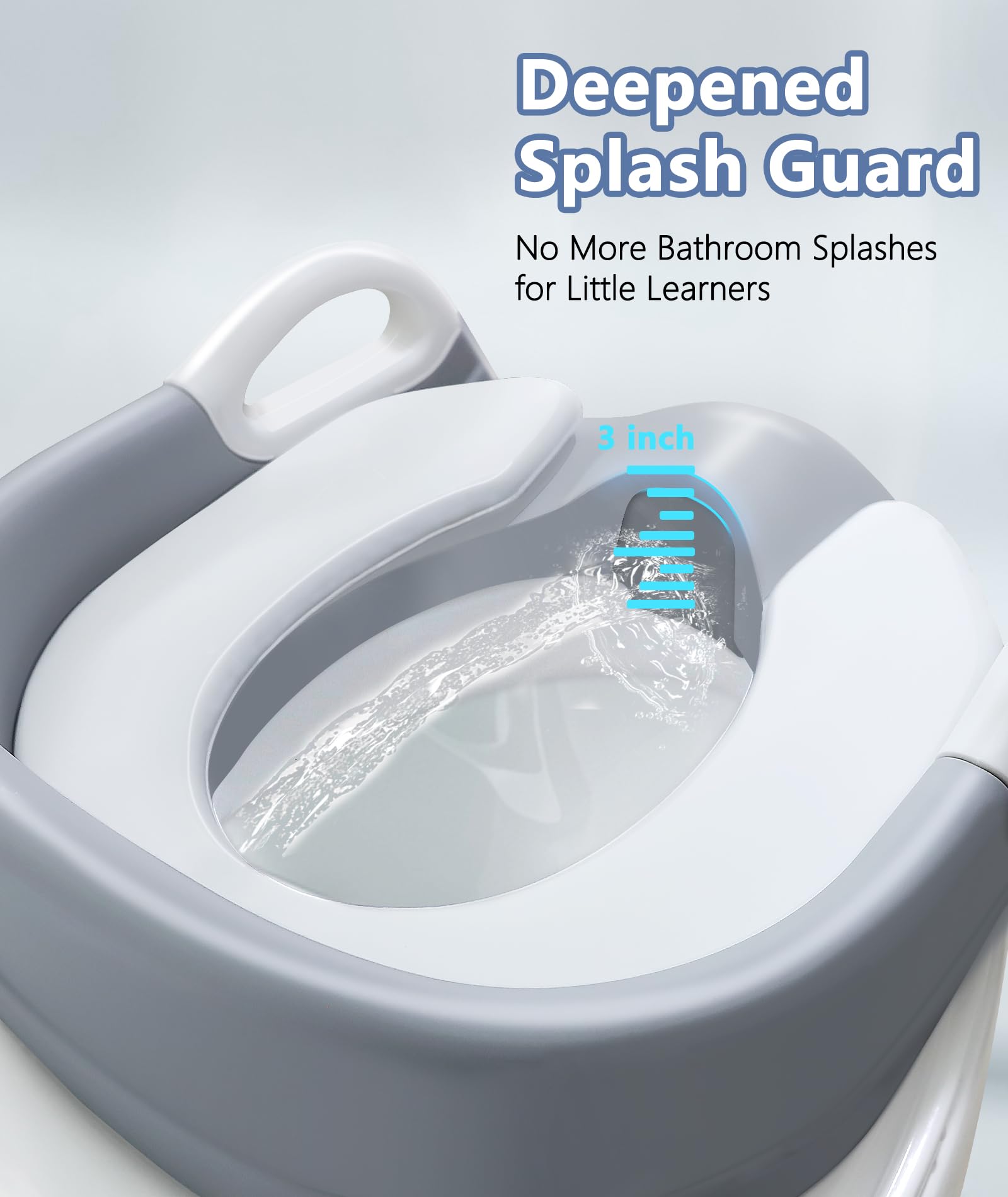 JPart potty seat with splash guard helps keep areas tidy.