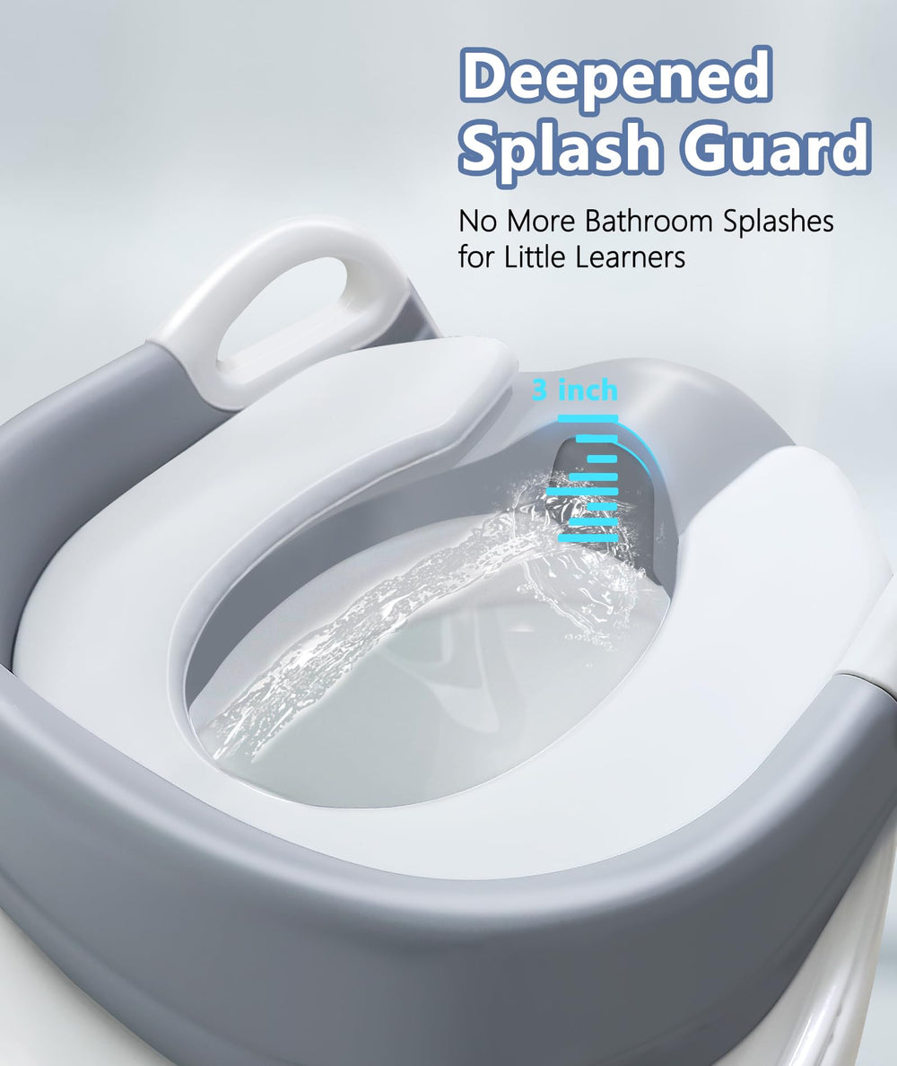 JPart potty seat with splash guard helps keep areas tidy.