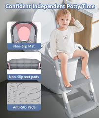 JPart potty seat with wrap-around backrest offers ergonomic support.