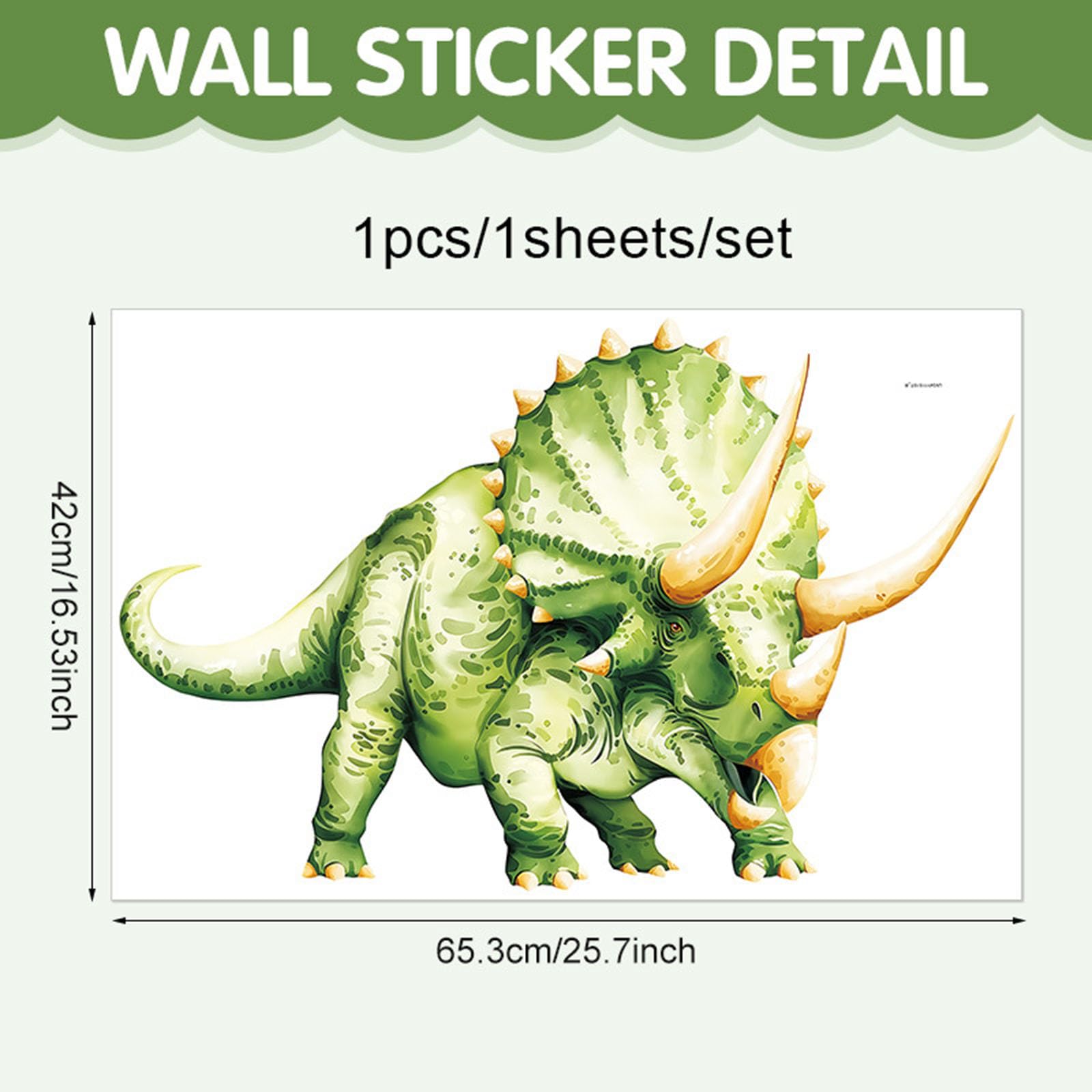 JQPYGB Triceratops wall decal with balloon accents for a festive play area