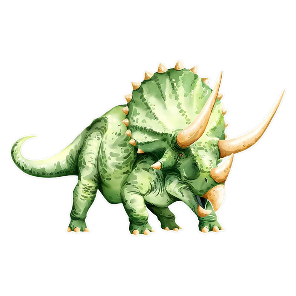 JQPYGB Triceratops wall decal shows a sunny yellow clock detail