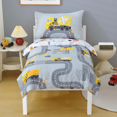 JQWUPUP grey construction cars comforter adds soft warmth for bedtime