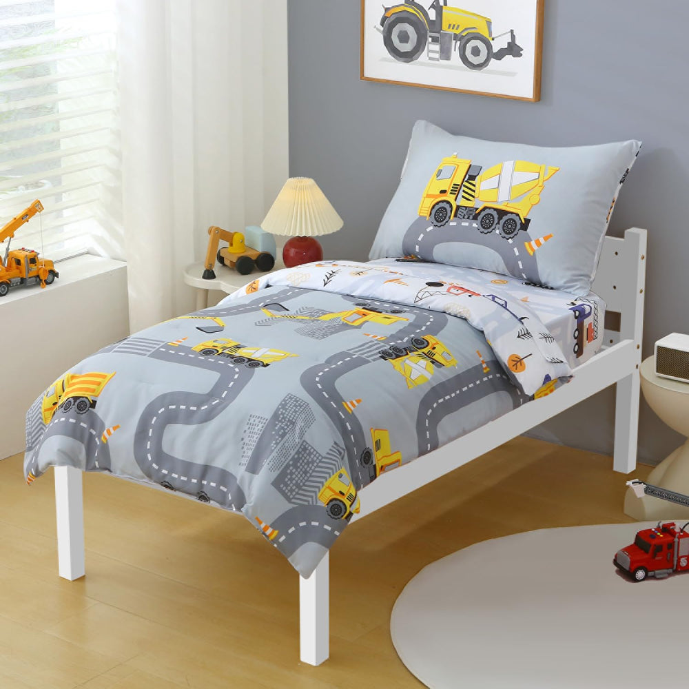 JQWUPUP pillowcase with construction theme supports cozy nights