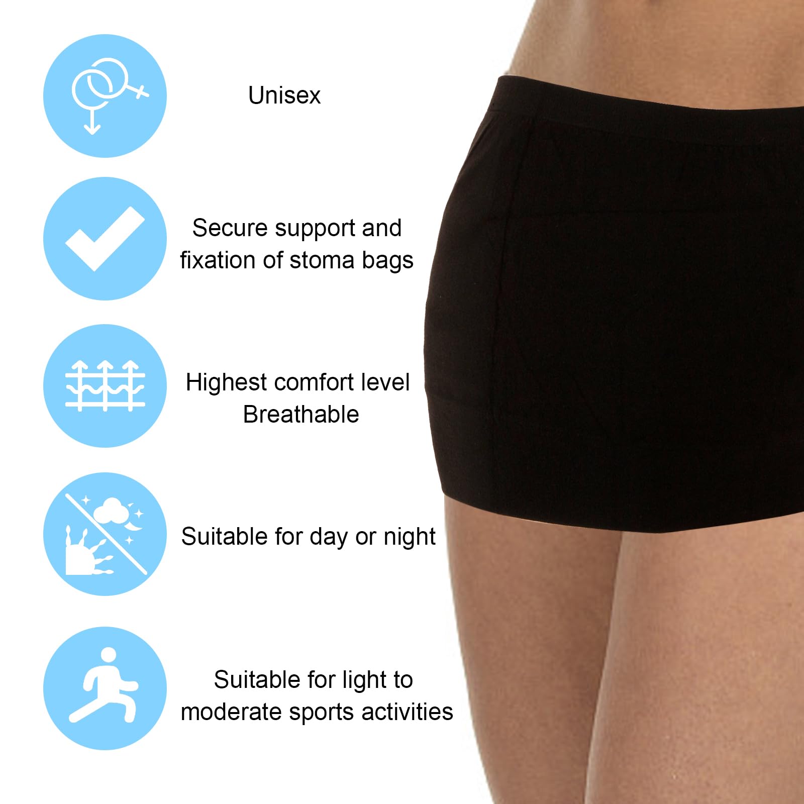 JRAIYBZ ostomy belt worn on left abdomen for wound protection and comfort.