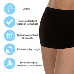 JRAIYBZ ostomy belt worn on left abdomen for wound protection and comfort.