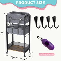 JRANBRJS 3-tier rolling cart keeps diapers and supplies organized