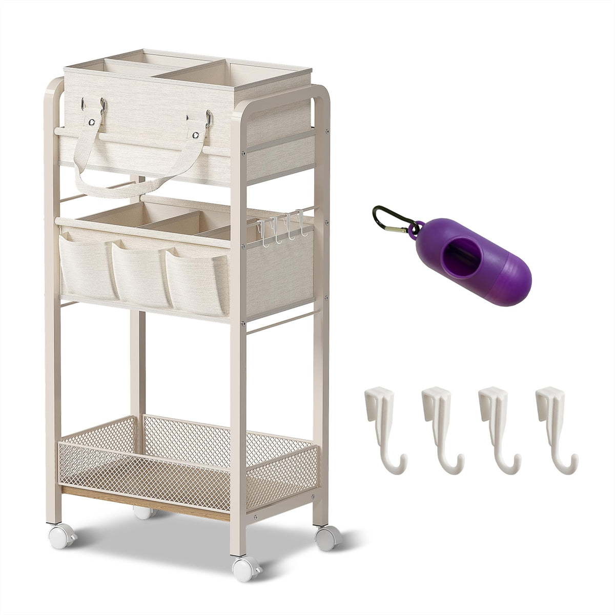 JRANBRJS baby diaper caddy cart with wheels for easy room-to-room transport