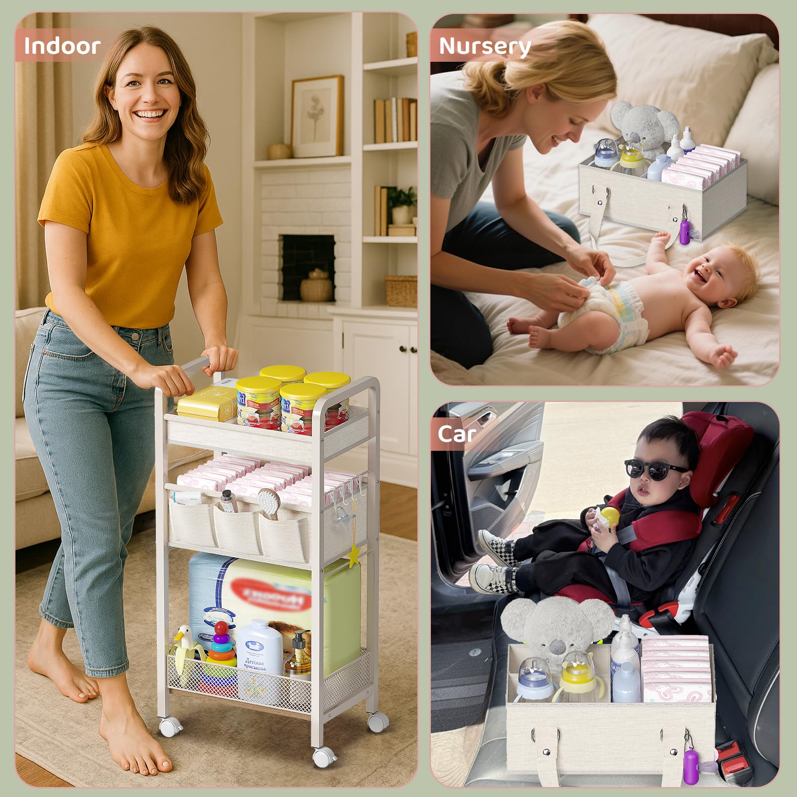 JRANBRJS beige nursery cart design adds warmth to the baby's space