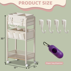 JRANBRJS detachable diaper caddy with long handle for bedside diaper changes