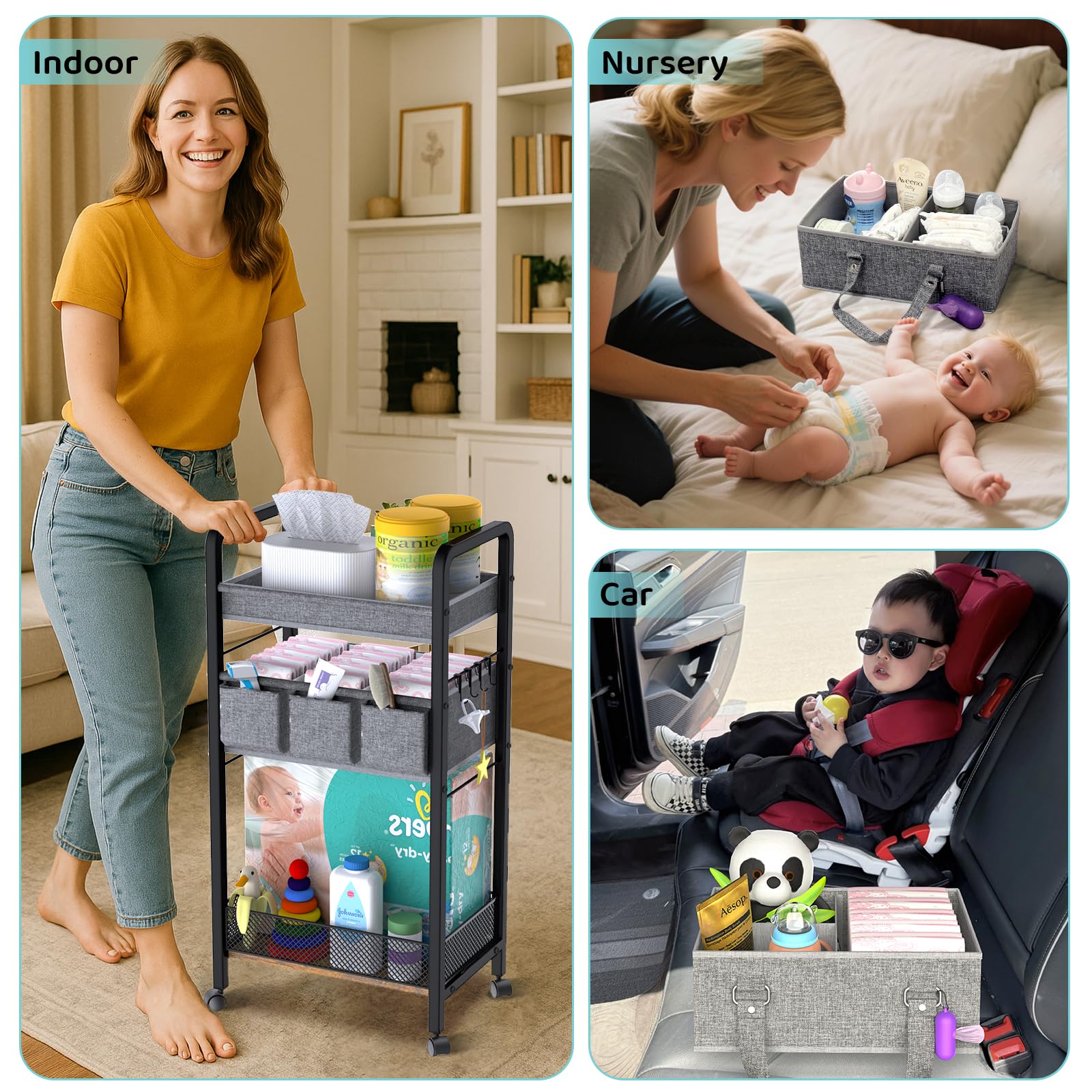 JRANBRJS detachable top basket doubles as a changing station