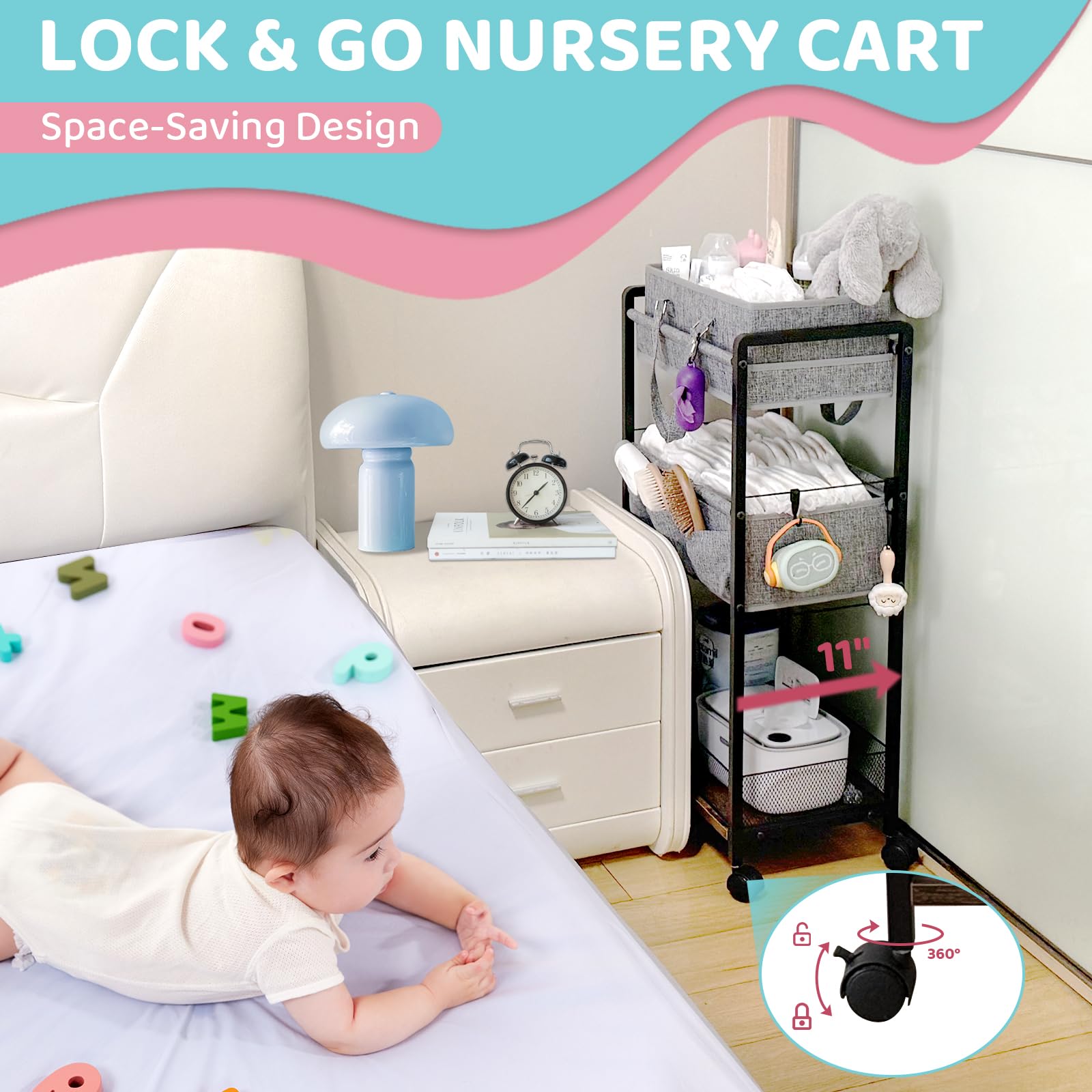 JRANBRJS multi-functional baby organizer for nursery and more