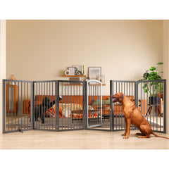 JSB 144-inch extra-wide dog gate with walk-through keeps large pets safely contained.
