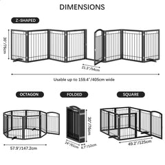 JSB 30-inch tall freestanding pet gate folding for easy setup