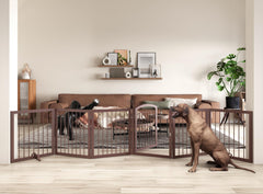 JSB dog gate stretched to 144 inches for expansive hallway safety.