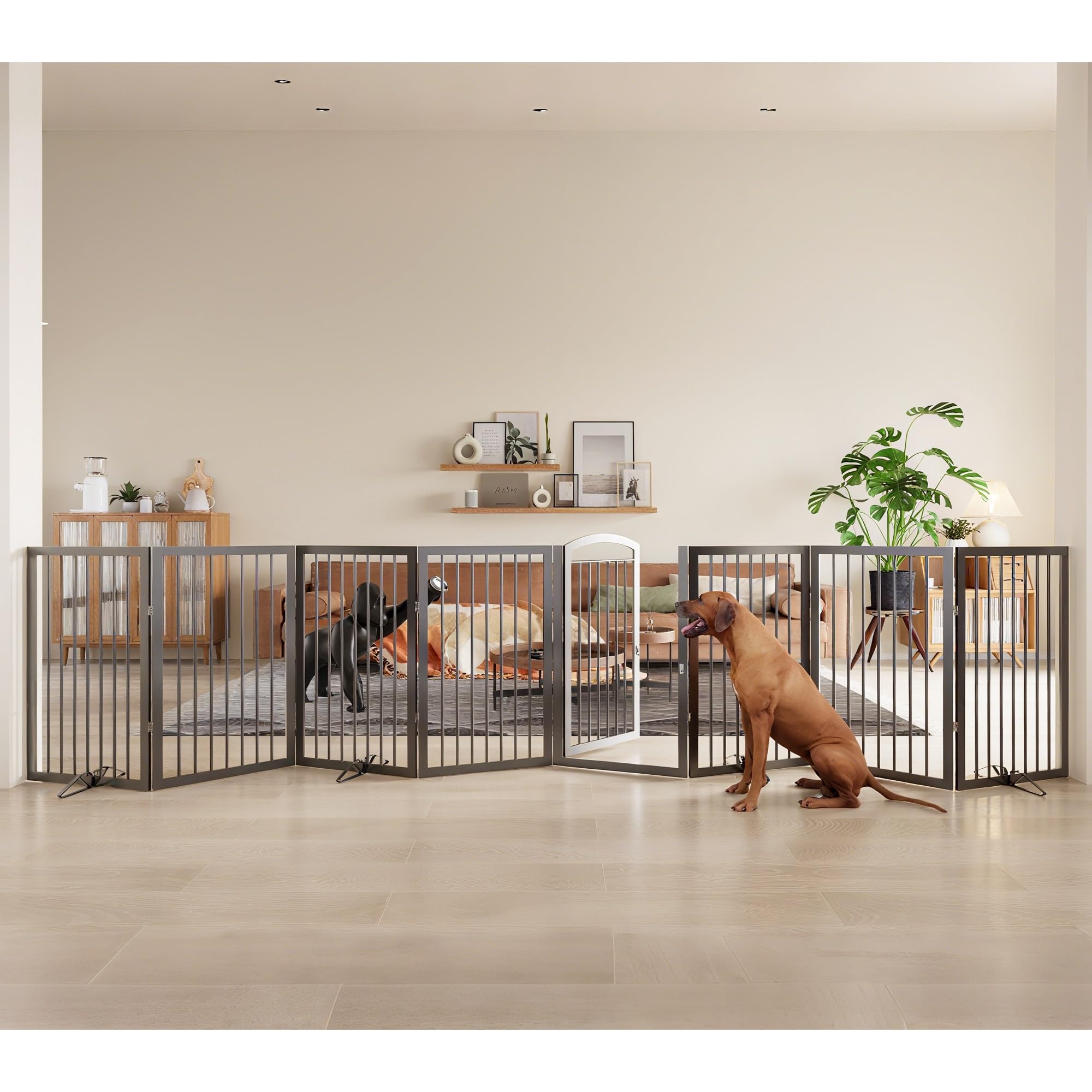 JSB dog gate 192-inch extra wide with walk through for safe hallway passage