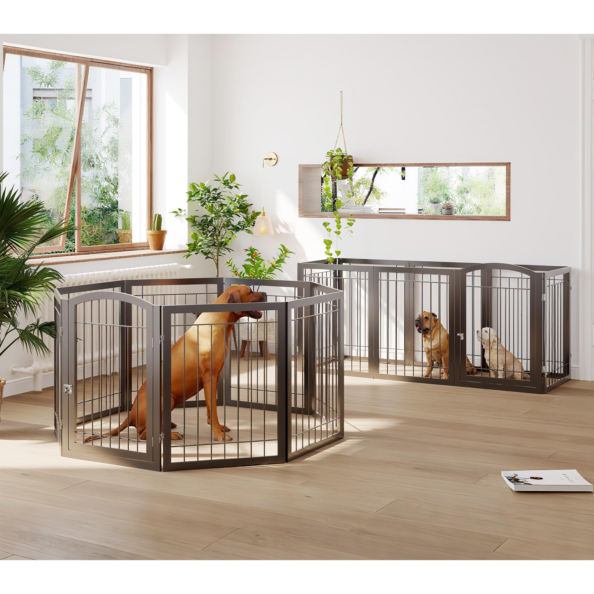 JSB dog gate with door walk-through for convenient pet access