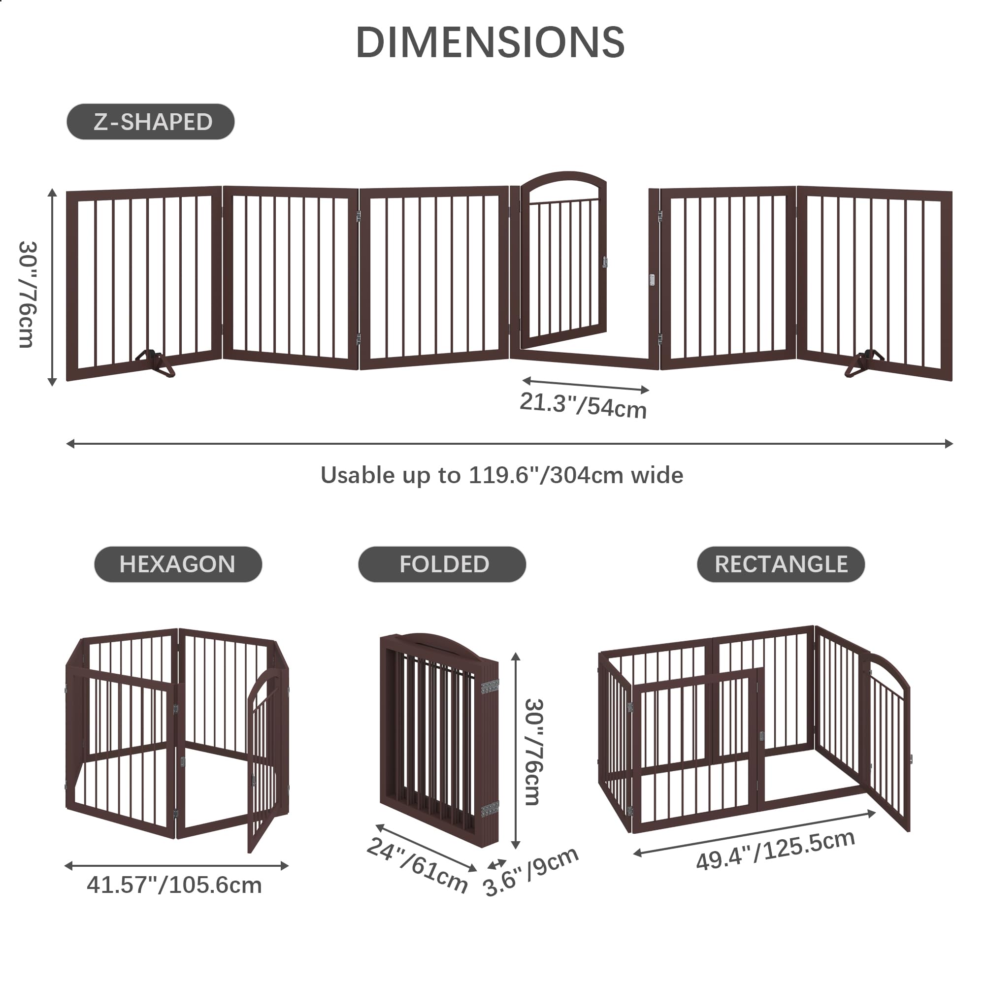 JSB dog gate with door walk-through shows easy pet passage.
