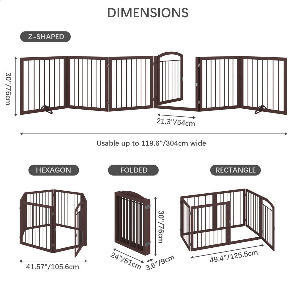 JSB dog gate with door walk-through shows easy pet passage.