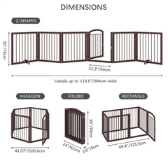 JSB dog gate with door walk-through shows easy pet passage.