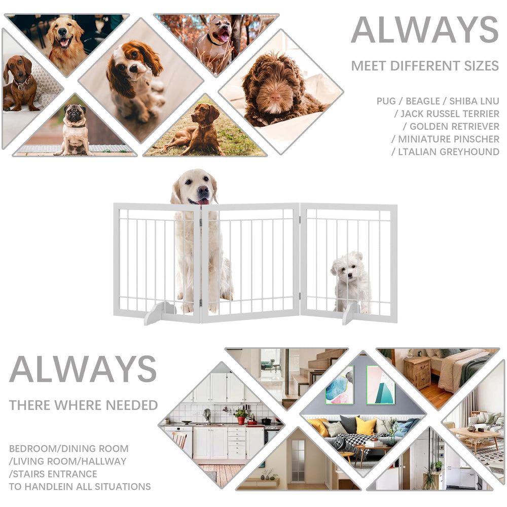 JSB freestanding dog fence doubles as a pet pen and room divider in homes.