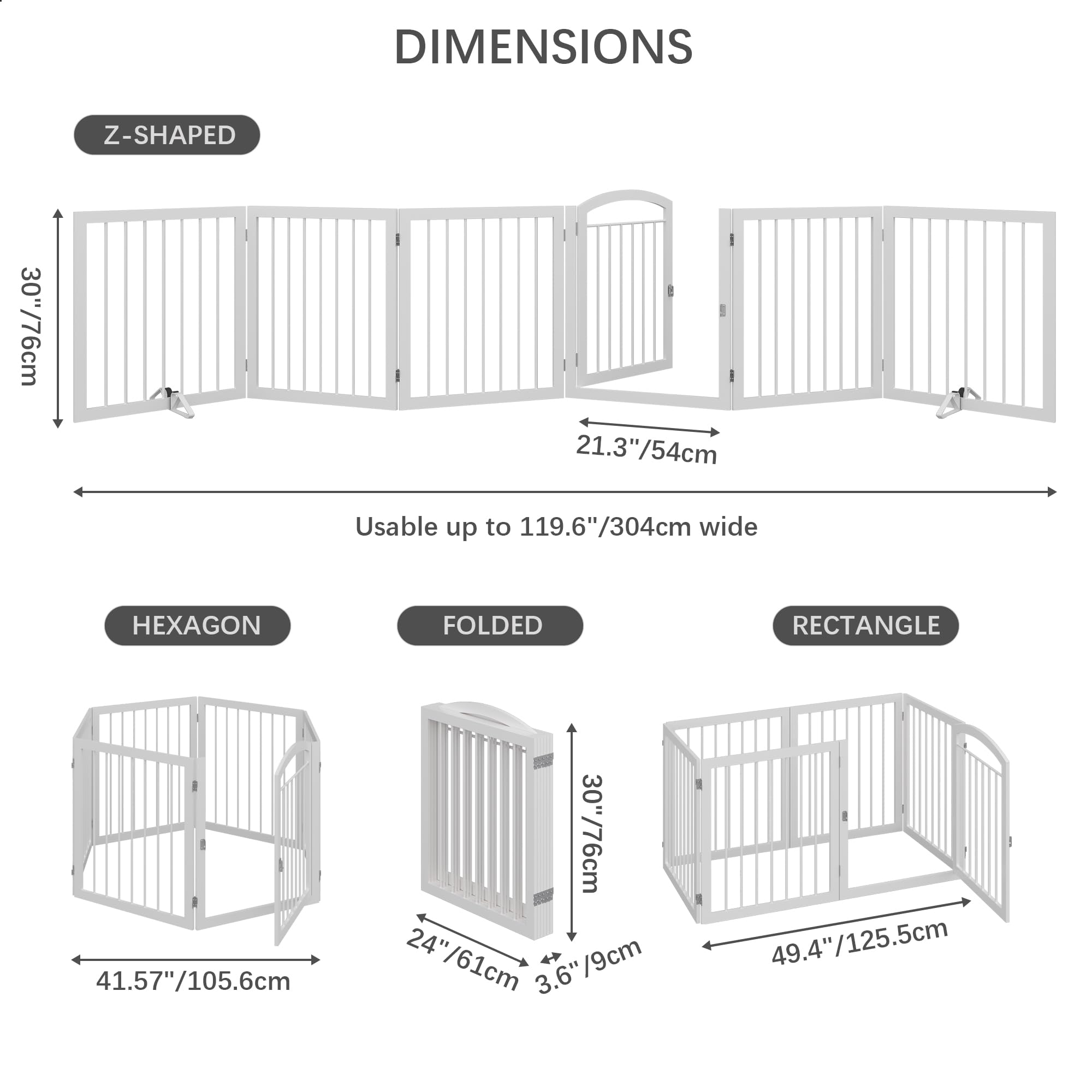 JSB dog gate folded for compact storage and easy relocation