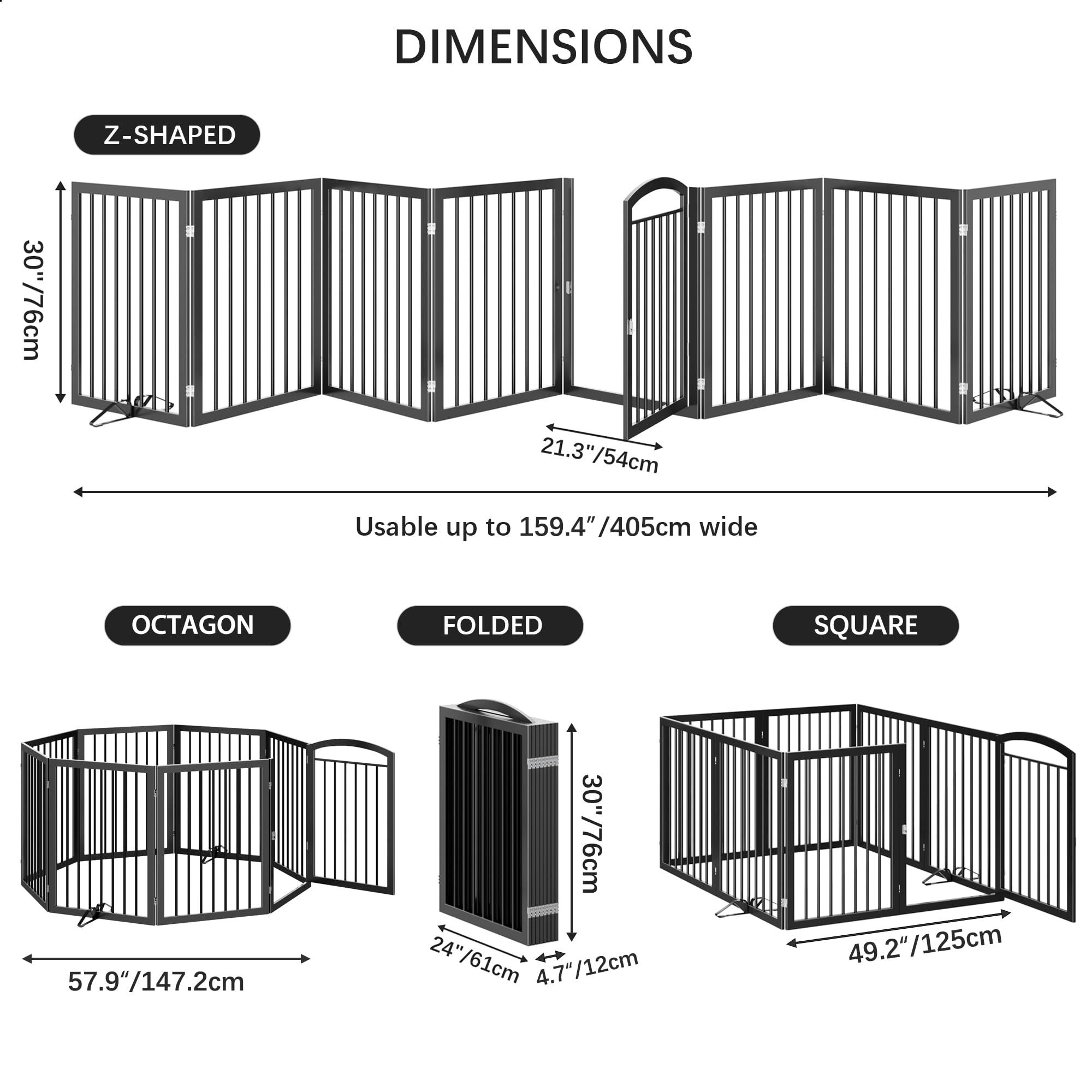 JSB freestanding gate folds to fit round tube design and space