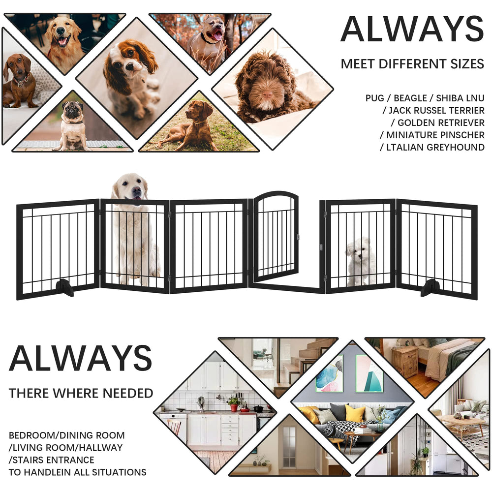 JSB dog gate demonstrated freestanding use in a hallway layout.