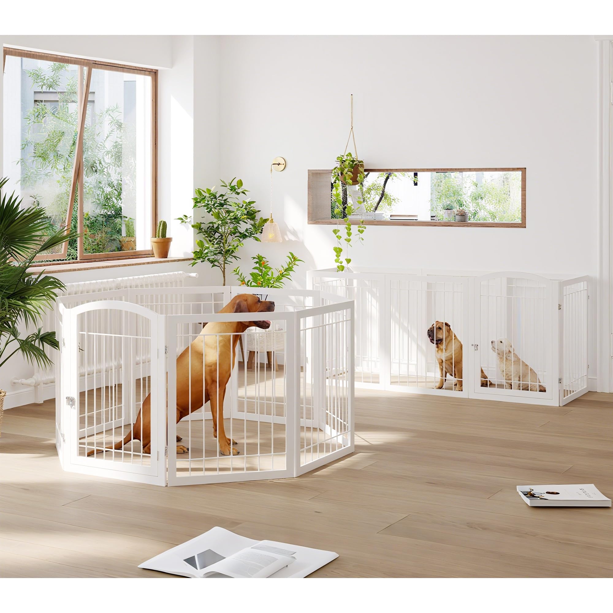 JSB freestanding pet gate with four support feet for stability