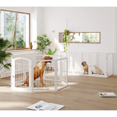 JSB freestanding pet gate with four support feet for stability
