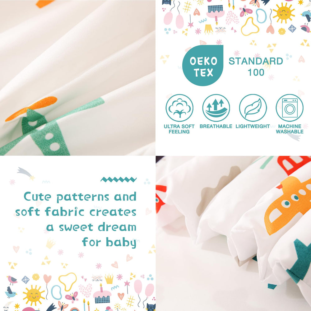 JSD Airplane Toddler Bedding Set top sheet for smooth, gentle nights.