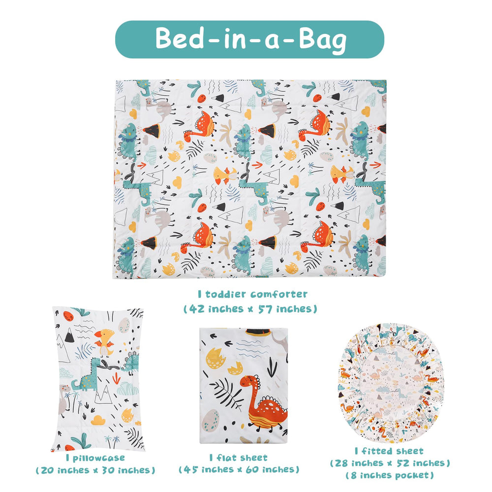 JSD Dinosaur Bedding envelope-pillowcase — easy pillow in/out for kids.