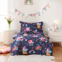 JSD Fairy toddler bedding set quilted comforter provides soft warmth for bedtime