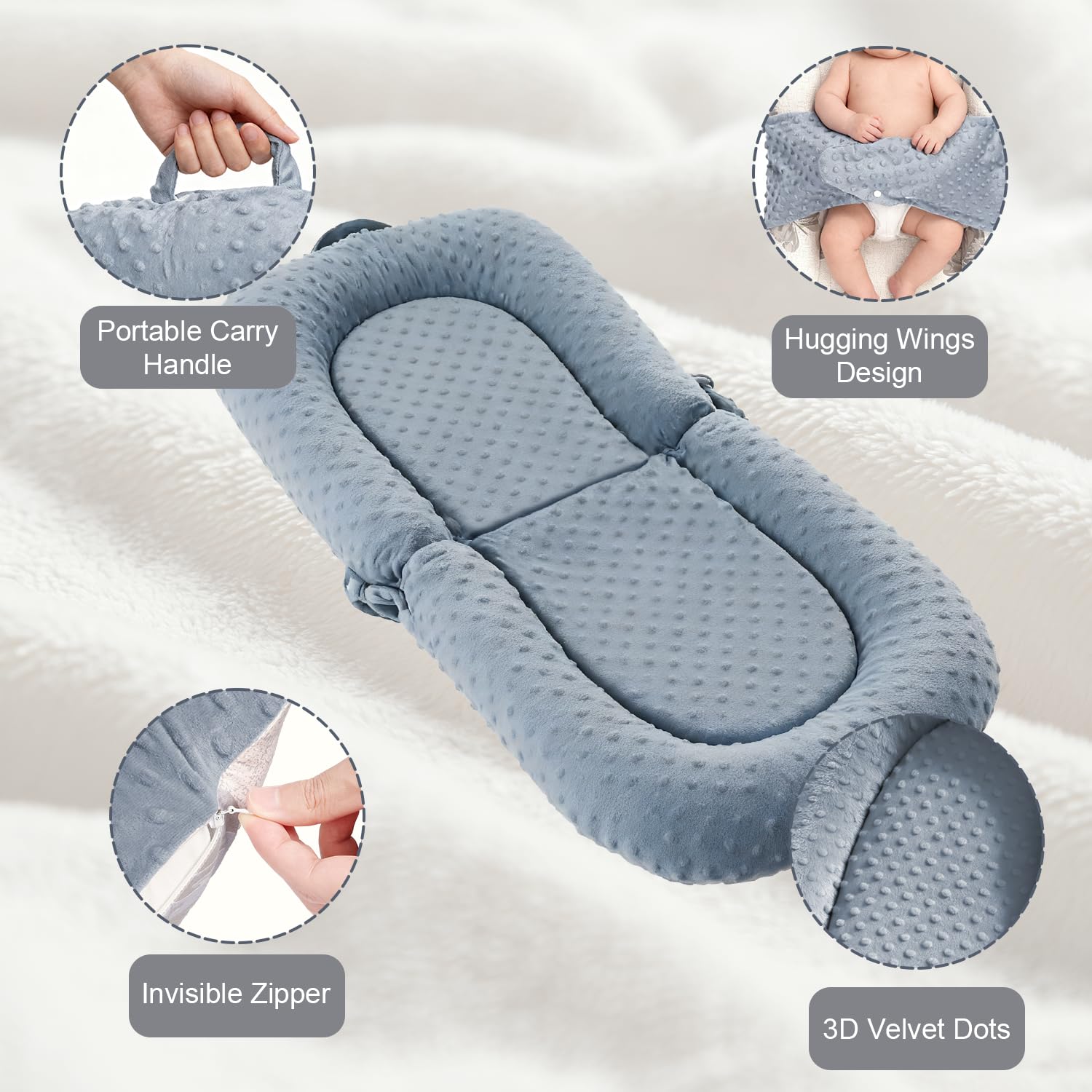 JSTPRO Baby Lounger shows 3-in-1 0-24 months versatility for growth
