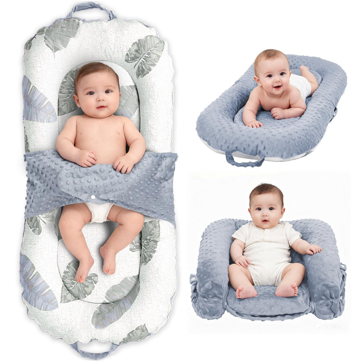 JSTPRO Baby Lounger foldable with cover shows portable setup for on-the-go calm