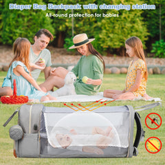 JSTPRO diaper bag backpack changing station pad in use outdoors
