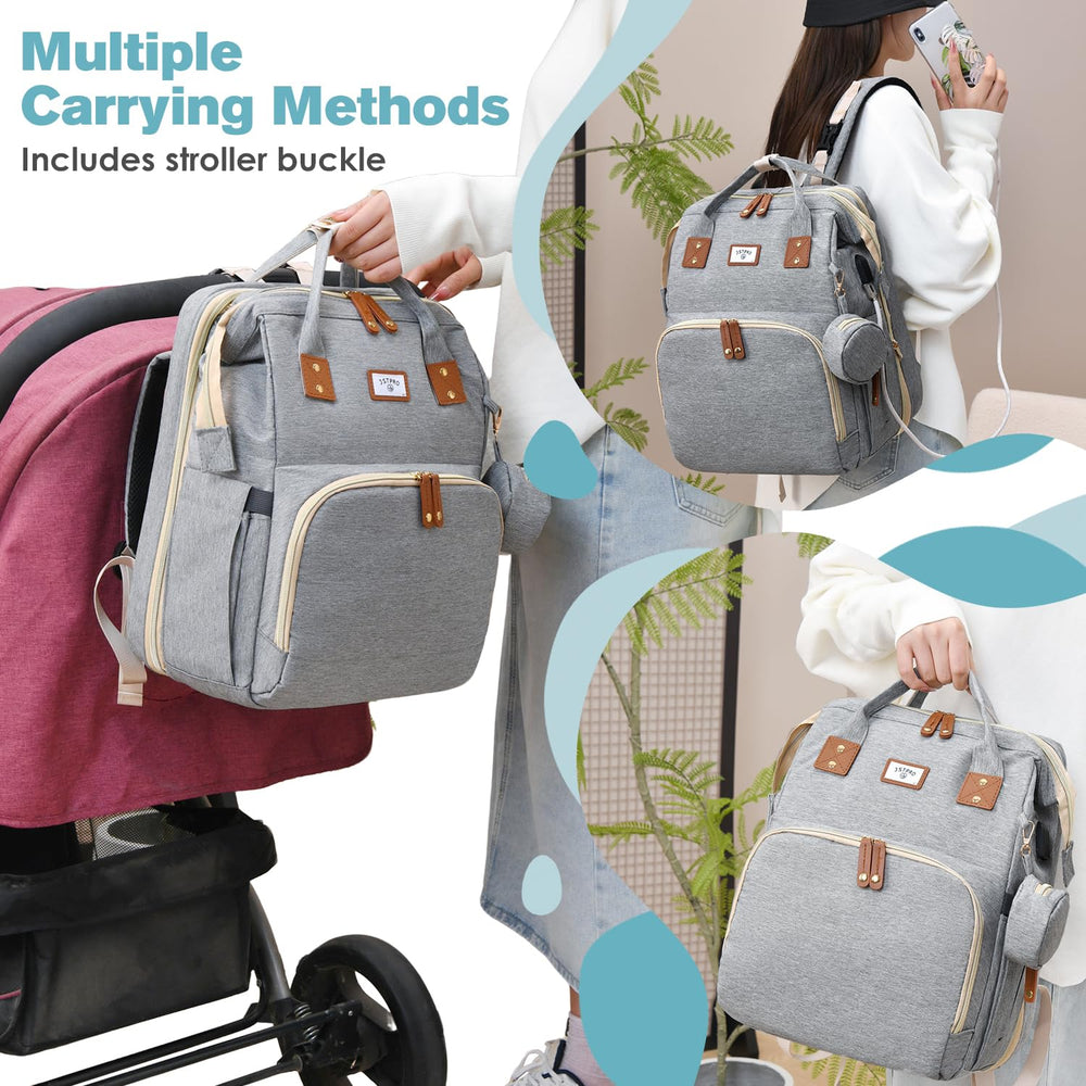 JSTPRO diaper bag backpack changing station pad ready for on-the-go changes