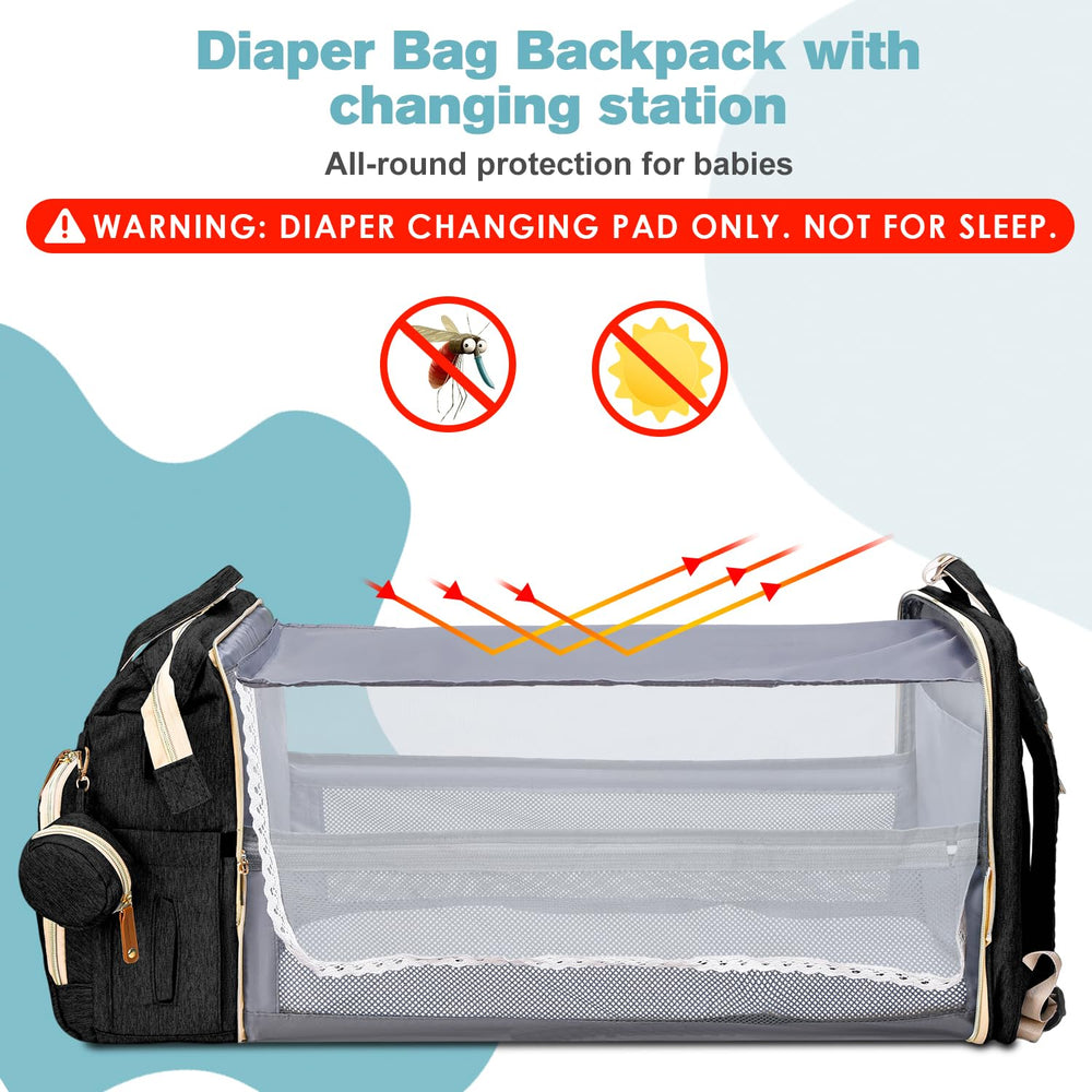 JSTPRO changing-station pad offers clean outdoor diaper changes with a mosquito net.