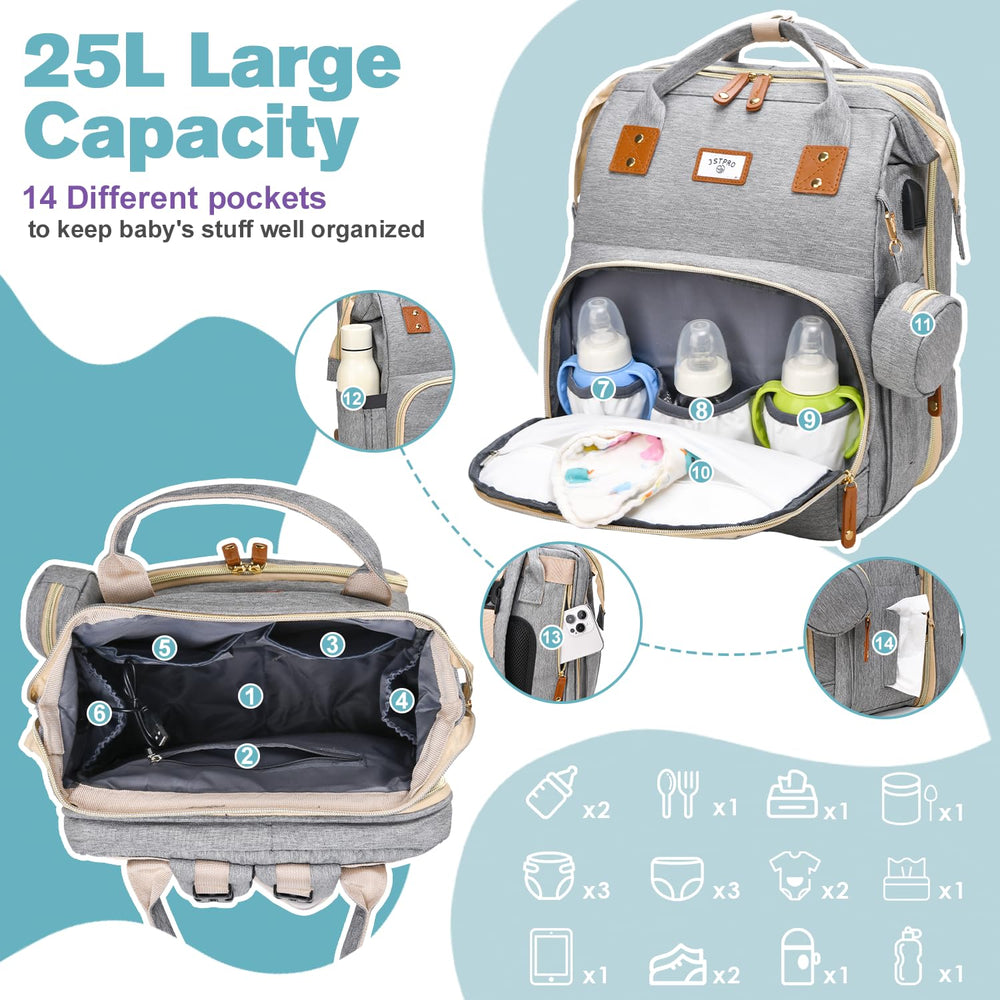 JSTPRO diaper bag backpack insulated front pockets for bottles