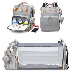 JSTPRO diaper bag backpack in grey, full view for organized family outings