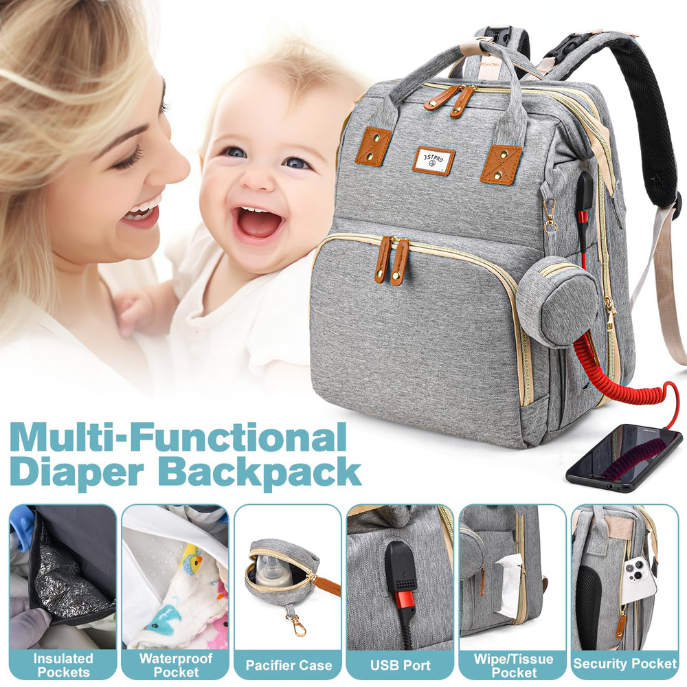 JSTPRO diaper bag backpack waterproof 900D Oxford fabric for durability