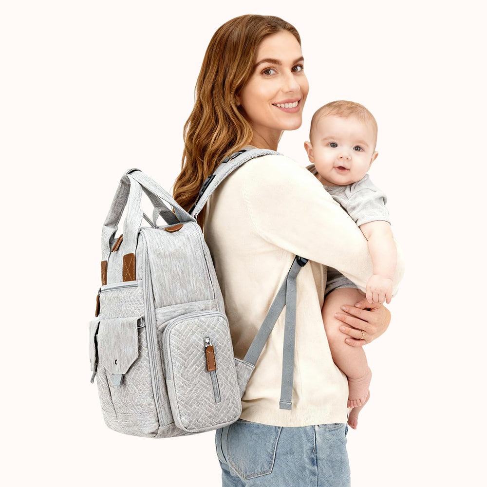 JSTPRO diaper bag light grey color suitable for parents and gifting.