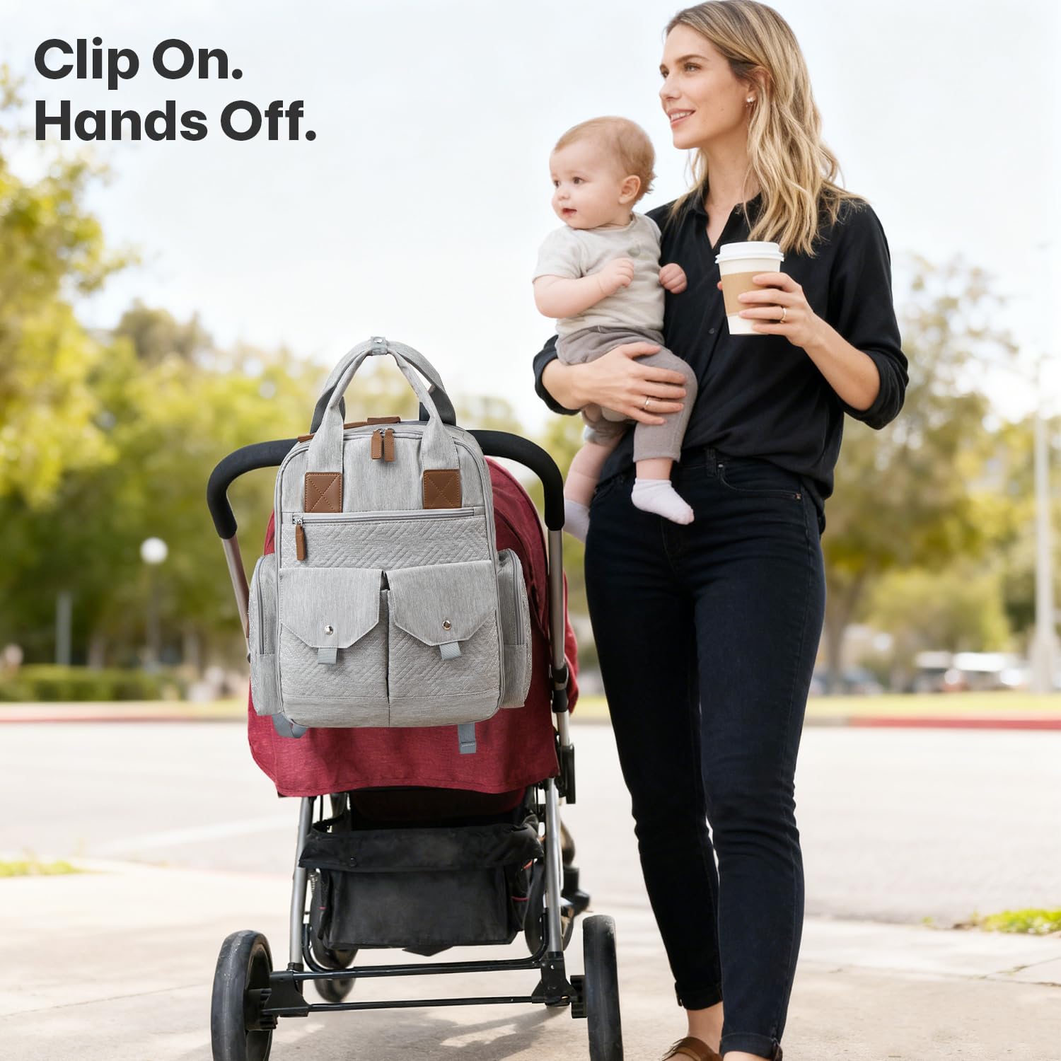 JSTPRO diaper bag 900D Oxford fabric detail emphasizing durability and water resistance.