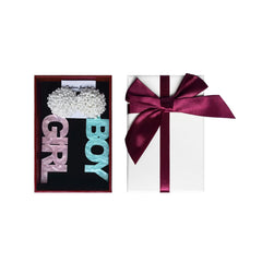 JTRF pink acrylic gender reveal earrings with white seed bead top for comfort