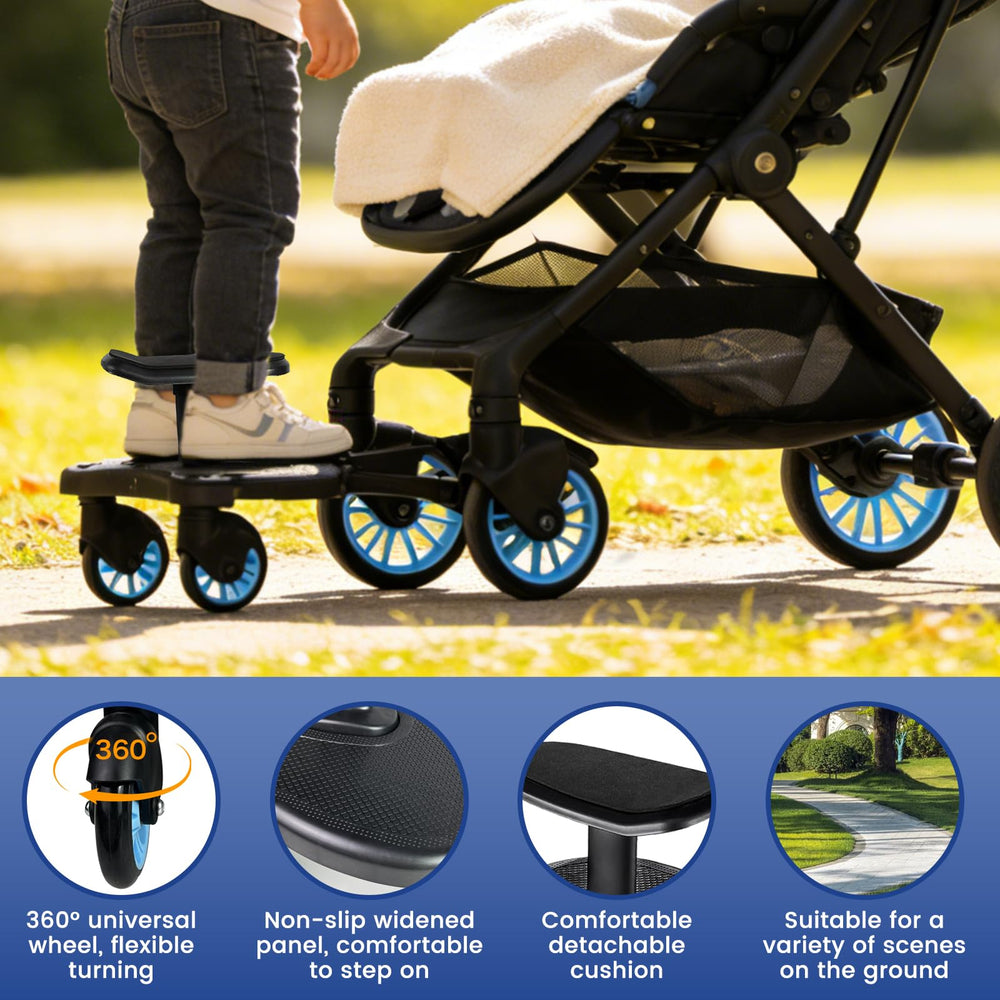 JUANWAN weight capacity 55lbs blue; supports older toddlers on the board.