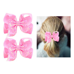 JUCCPUL 2Pcs pink glitter bows for girls add sparkle to hairstyles