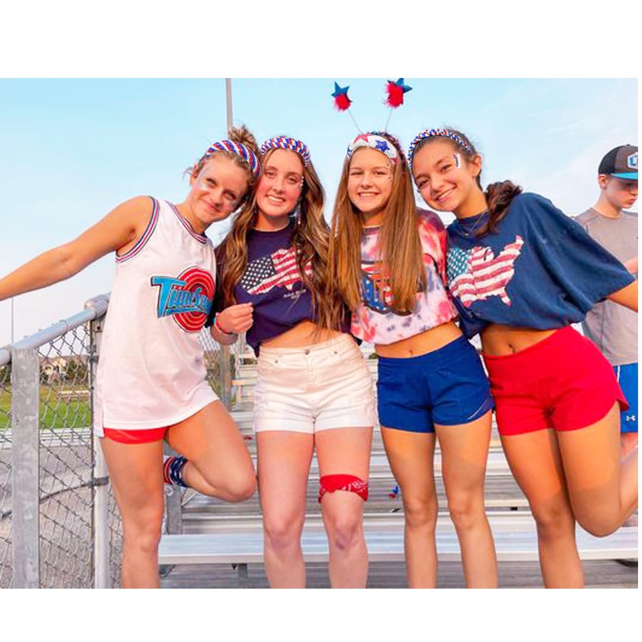 JUCCPUL headband ideal for birthdays, holidays, and cosplay with patriotic colors.